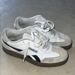 Reebok White and Navy Retro Low-Top Sneakers